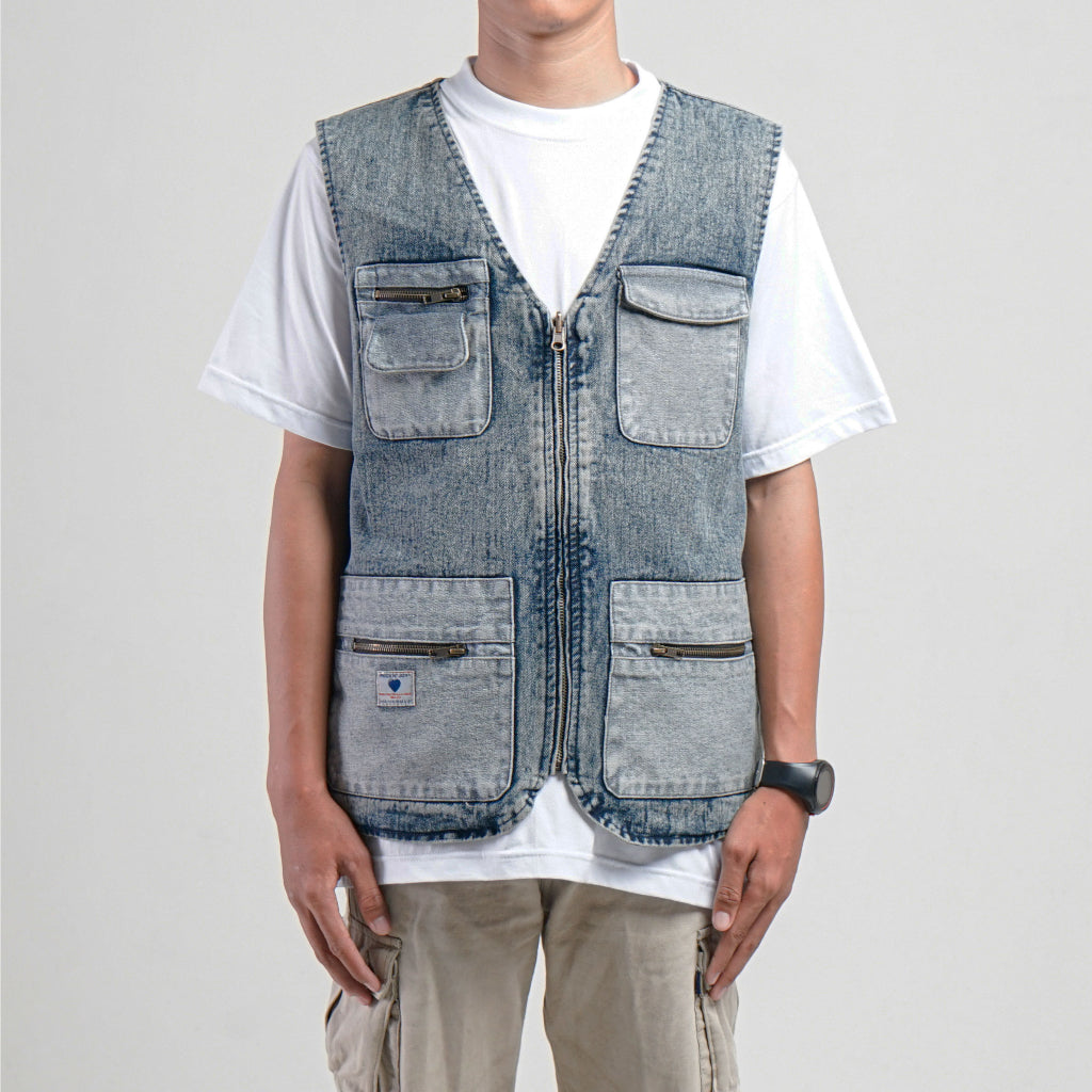 Bent Sand 12 Oz Denim Jeans Vest Reversible