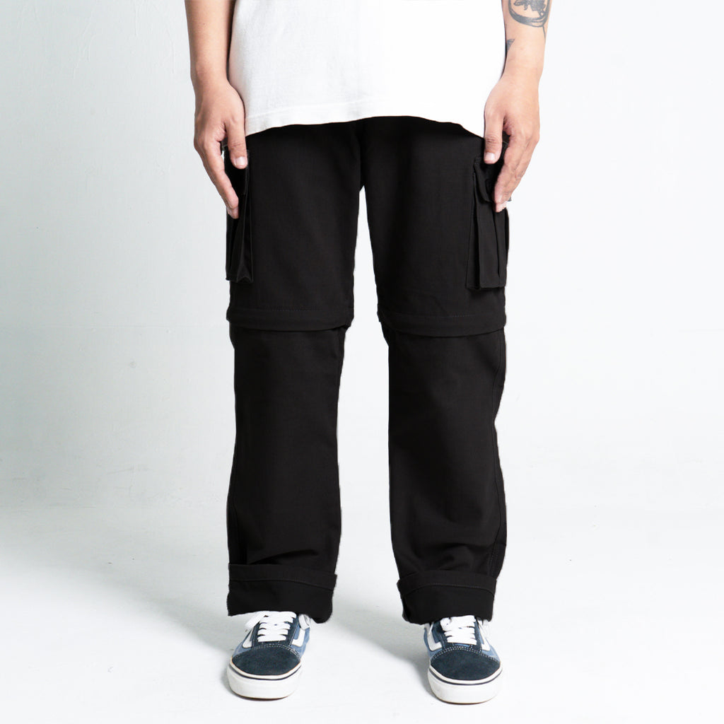 Black Cargo 2in1 Long Short Pants