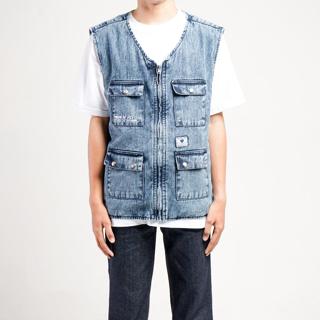 Hart Sand Denim Jeans Vest Reversible