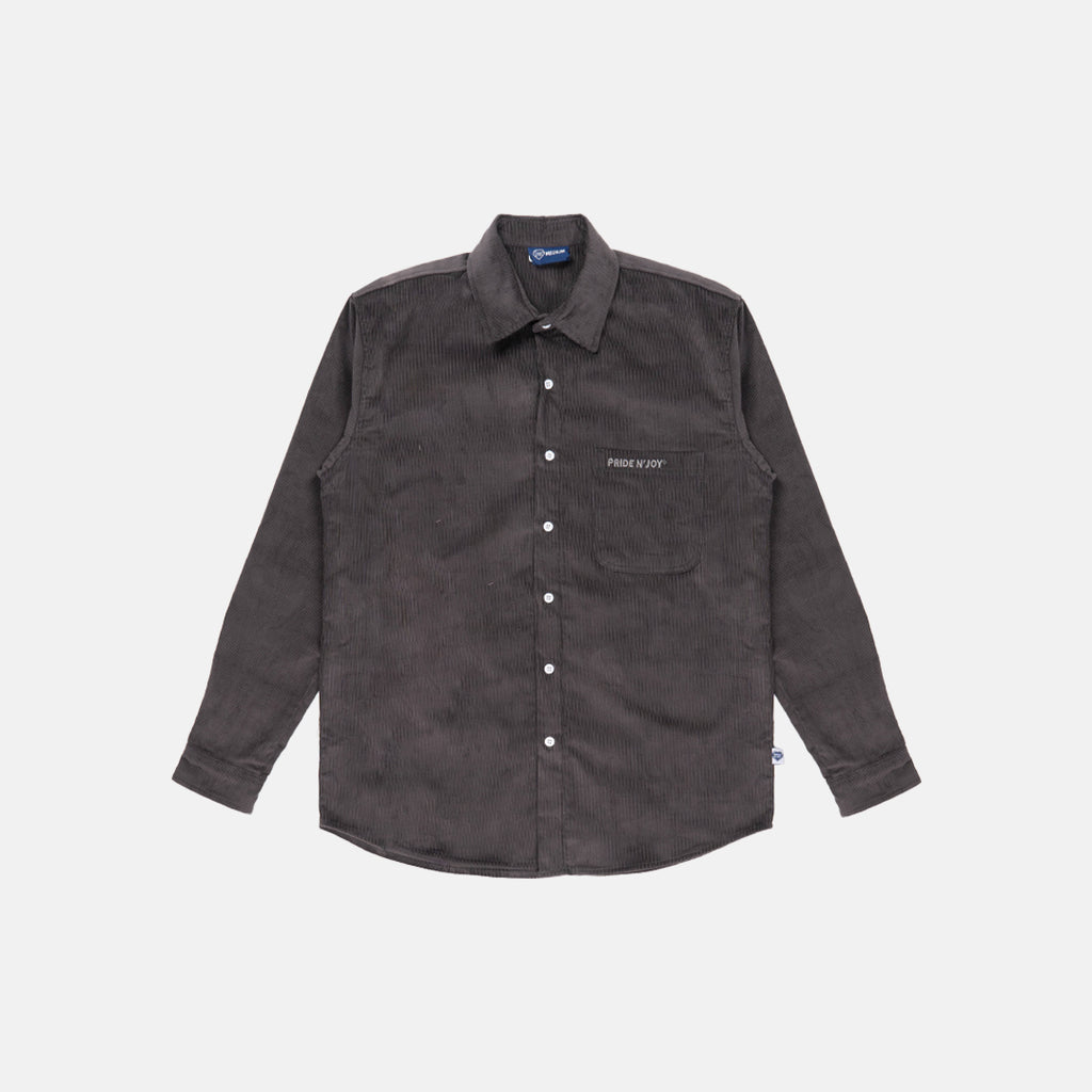 Grey Corduroy Shirt Embroidery