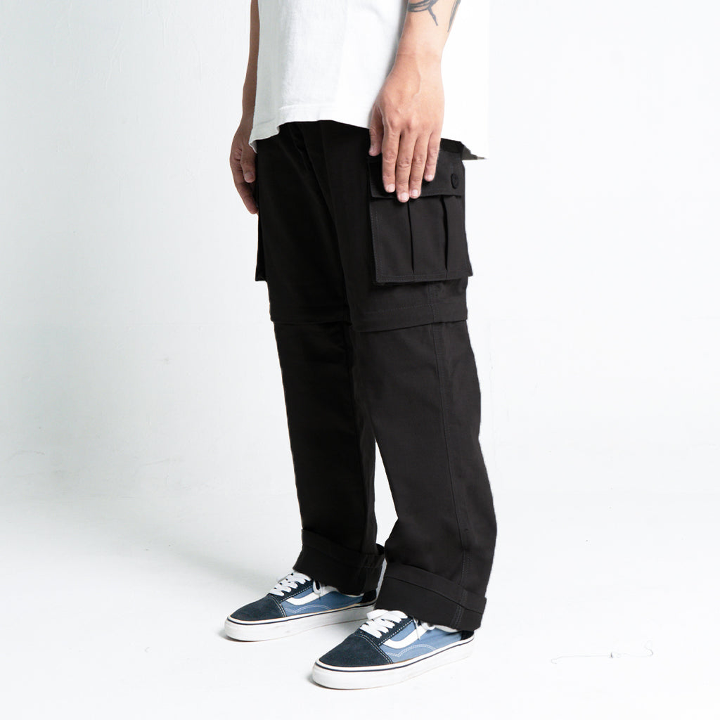 Black Cargo 2in1 Long Short Pants