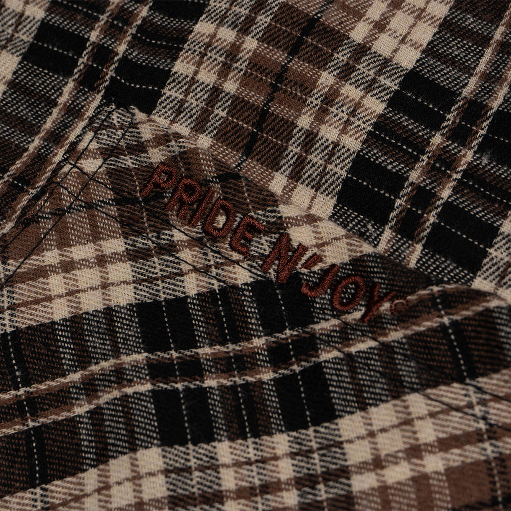 Brown Plaid Flannel Embroidery