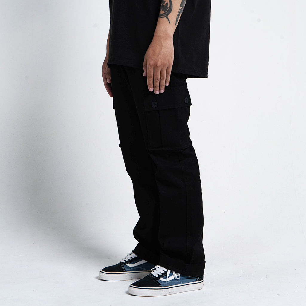 Black Cargo Basic Pants