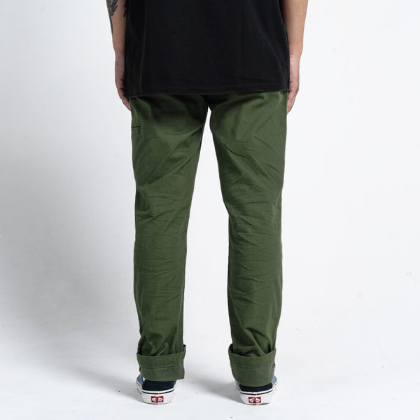 Chino Pants Green Olive Army Twill