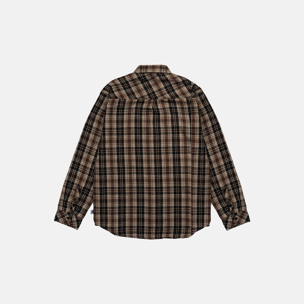 Brown Plaid Flannel Embroidery