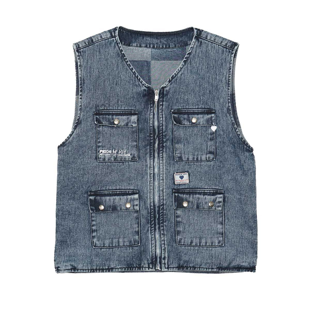 Hart Sand Denim Jeans Vest Reversible