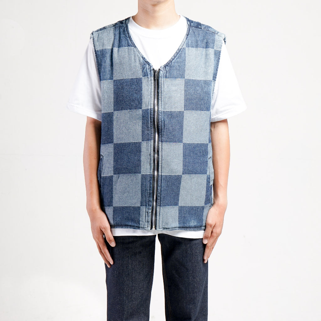 Hart Sand Denim Jeans Vest Reversible