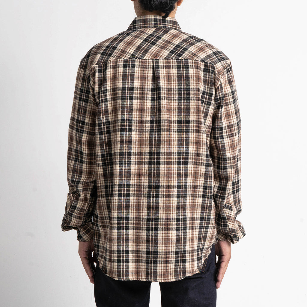 Brown Plaid Flannel Embroidery