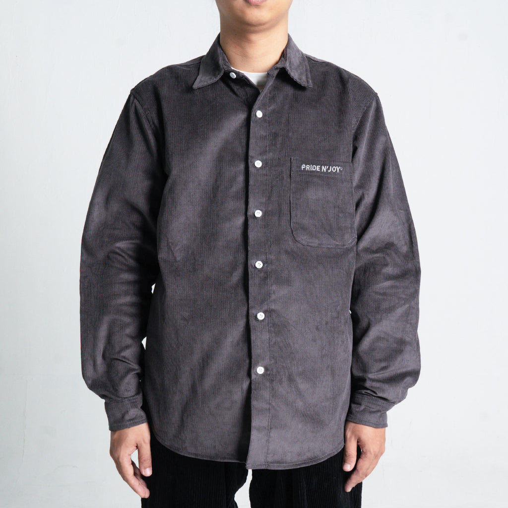 Grey Corduroy Shirt Embroidery