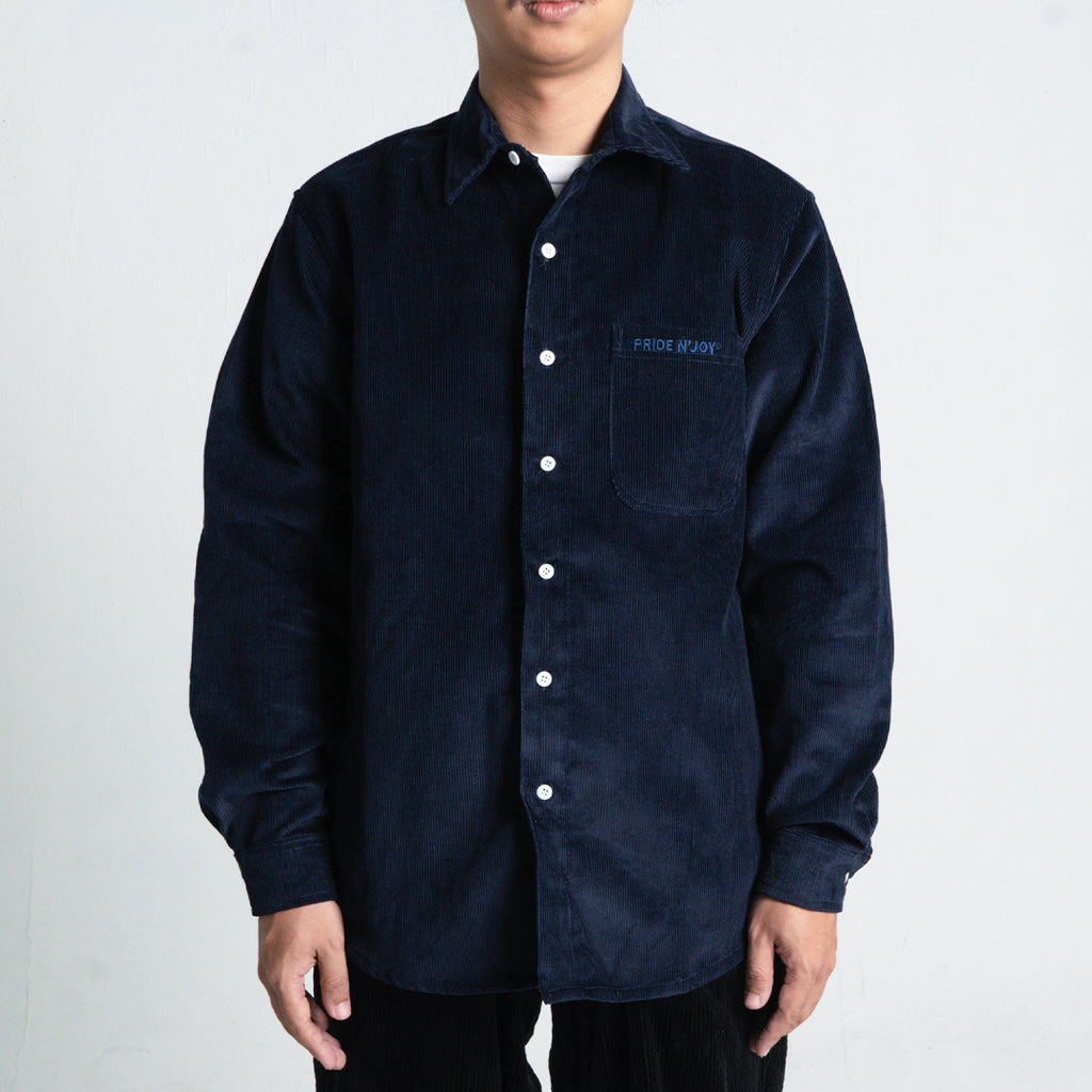 Navy Corduroy Shirt Embroidery