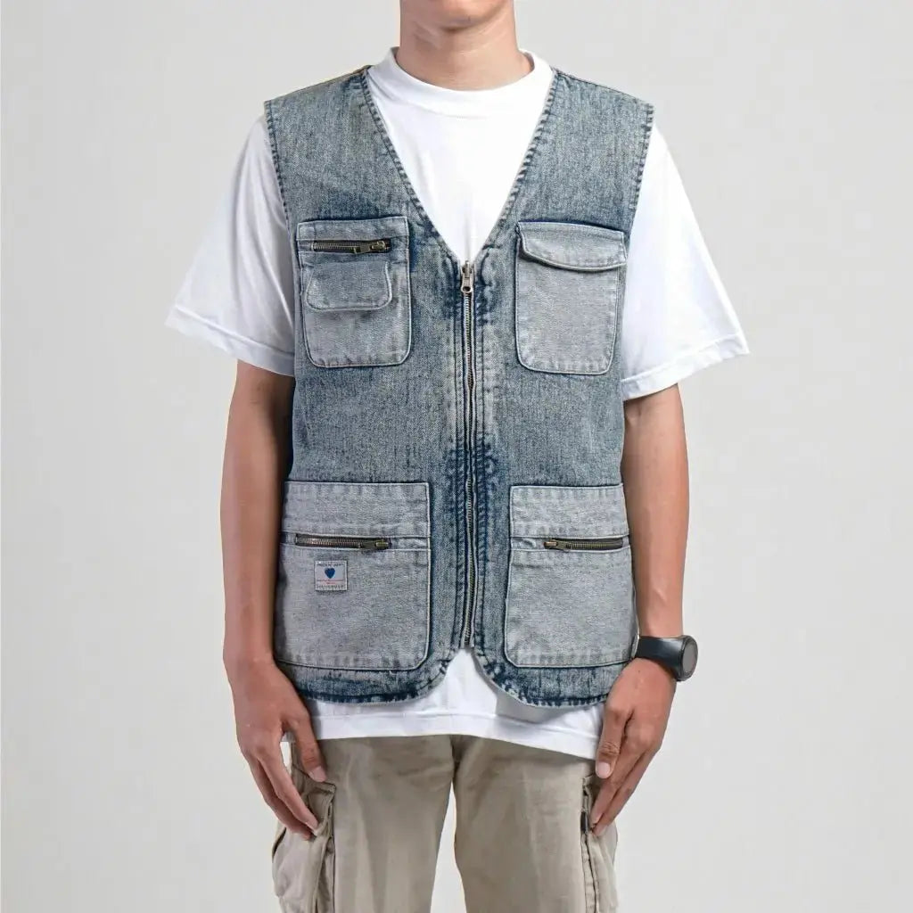 Pride N Joy Co - Bent Sand 12 Oz Denim Jeans Vest Reversible - Pride N Joy Co