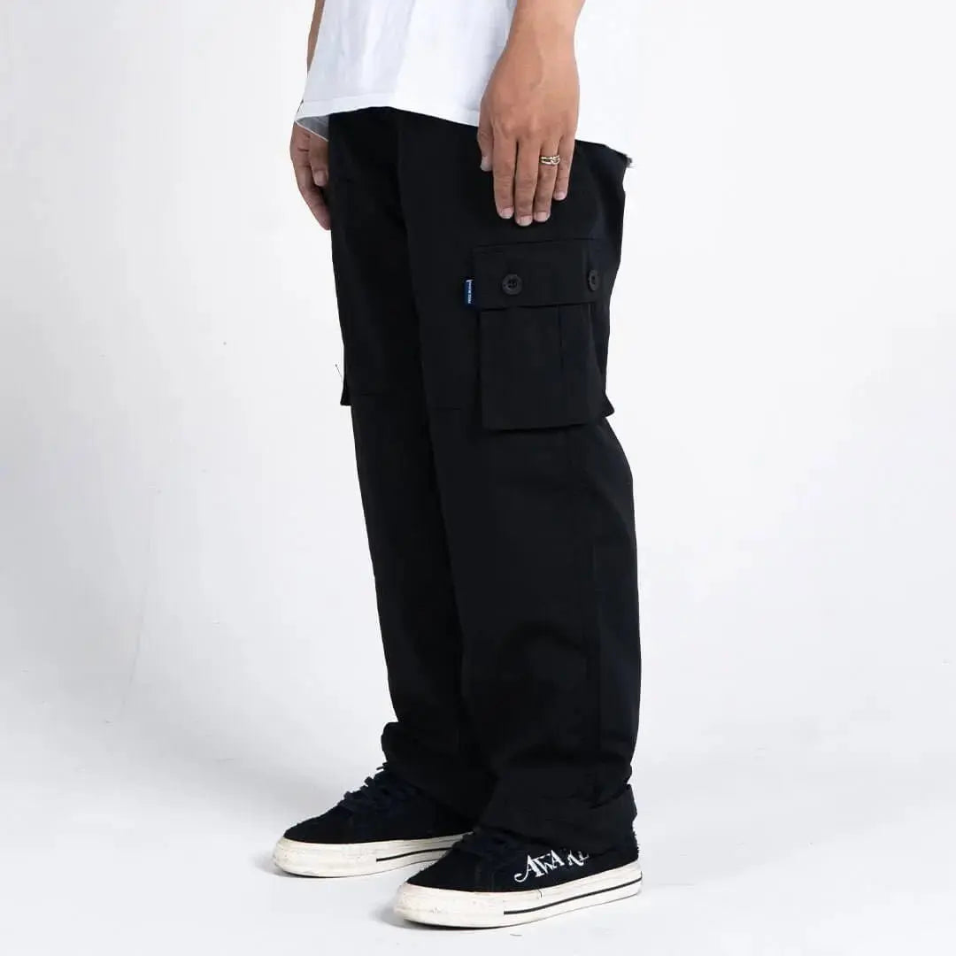 Pride N Joy Co - Black Cargo Pants Rangers Loose - Pride N Joy Co