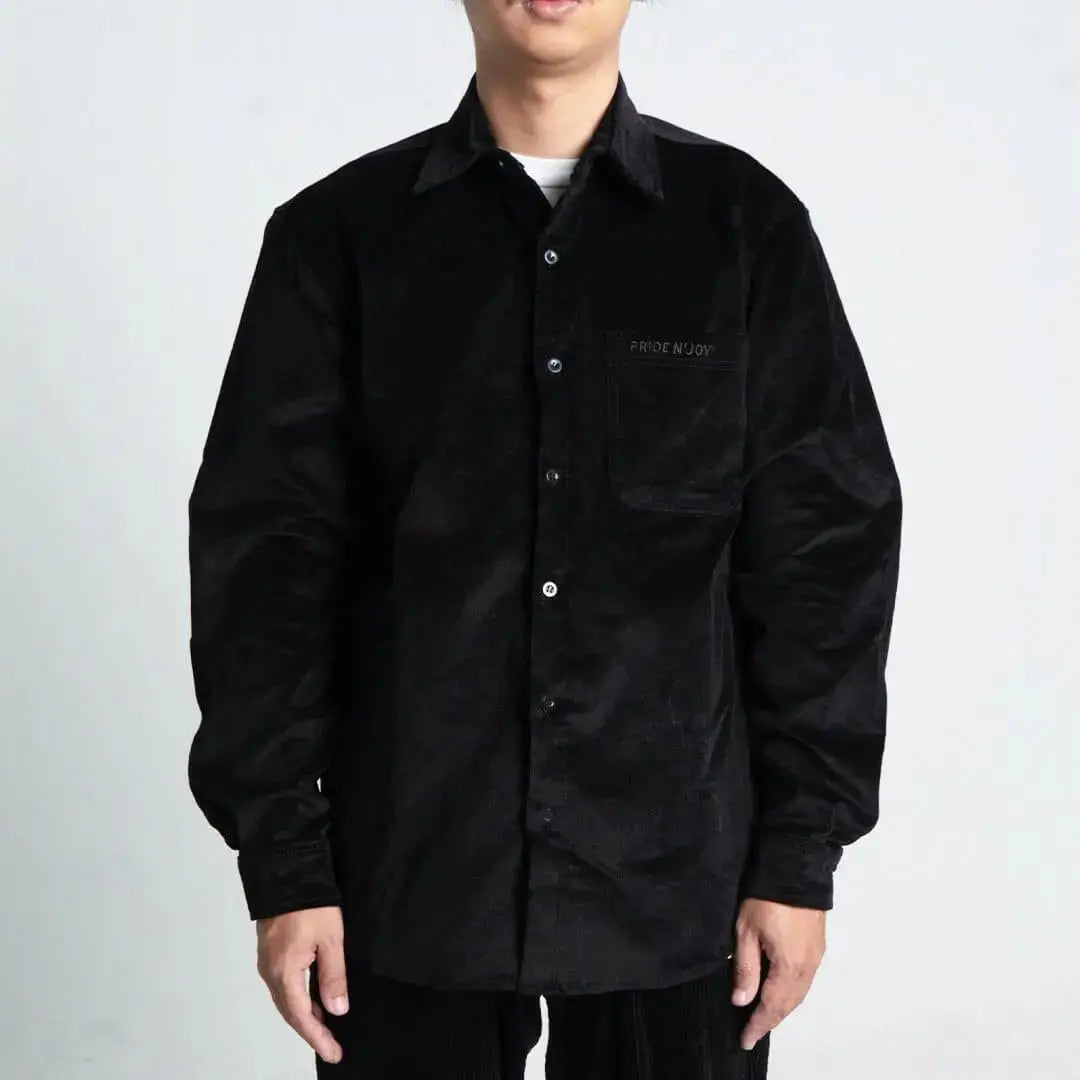 Pride N Joy Co - Black Corduroy Shirt Embroidery - Pride N Joy Co
