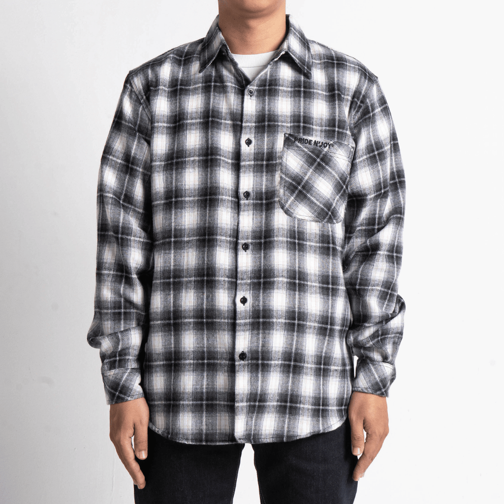 Pride N Joy Co - Black & White Plaid Flannel Embroidery - Pride N Joy Co