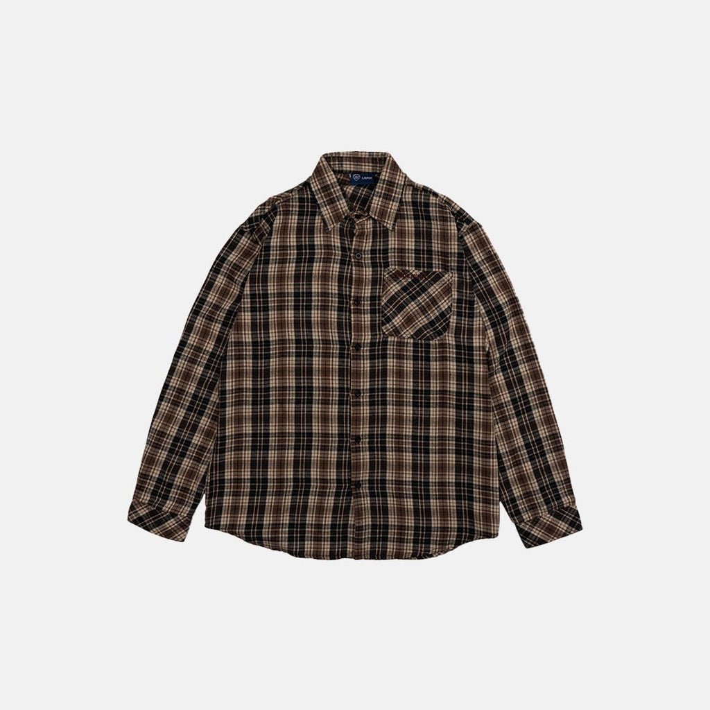 Pride N Joy Co - Brown Plaid Flannel Embroidery - Pride N Joy Co