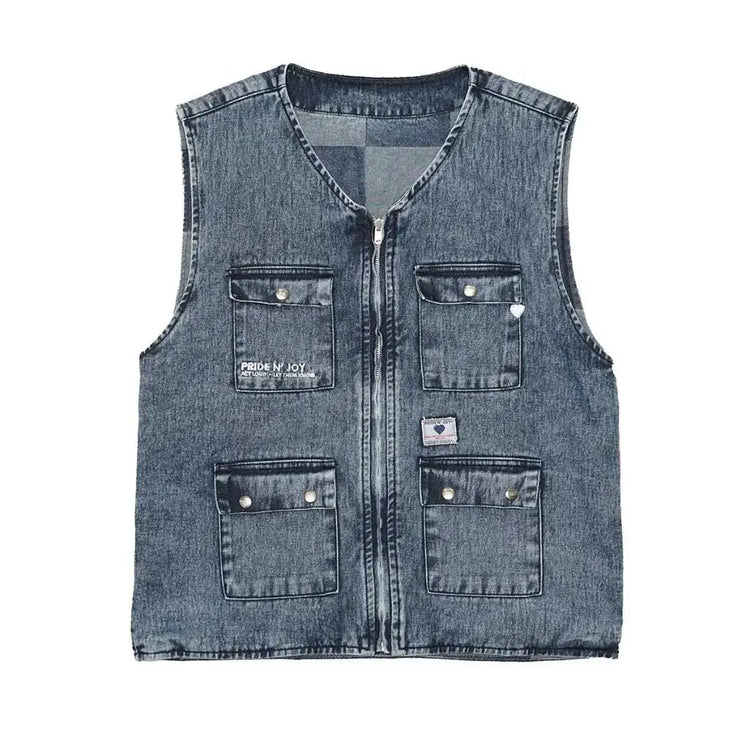 Hart Sand Denim Jeans Vest Reversible - Pride N Joy Co